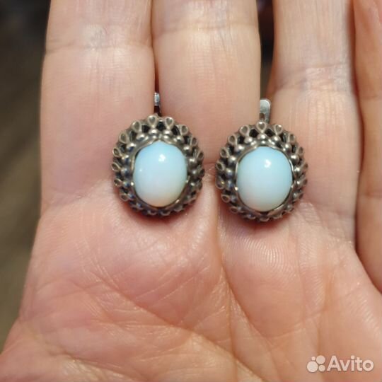 Винтажные серьги и кольцо с опалитом