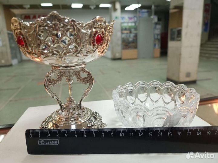 Ваза конфетница со стеклом Peroni (Италия)