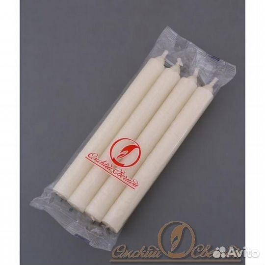 Свеча столовая 40 гр набор 4 шт цвет белый 17,5 х1