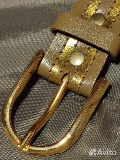 Италия ремень пояс винтаж кожа с золотом