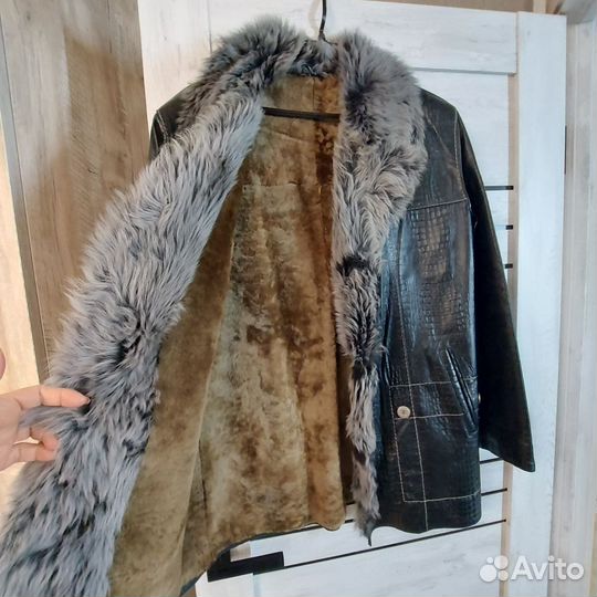 Куртка кожаная мужская зимняя 48 50