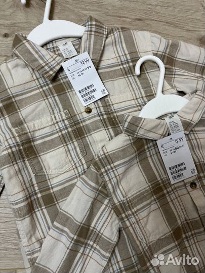 Рубашка в клетку h&m 80р, 92р новая