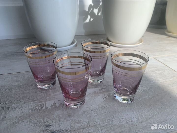 Рюмки стопки СССР 4 шт. золотая кайма