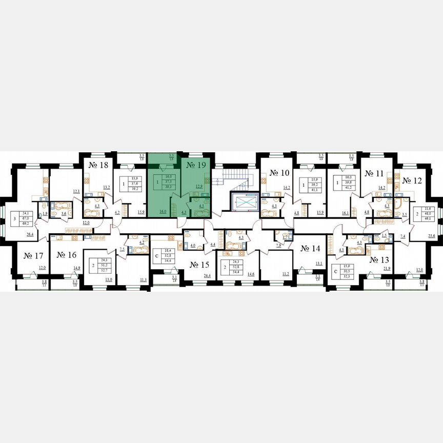 1-к. квартира, 39,3 м², 2/8 эт.