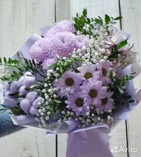 Букет хризантема/гипсофила/альстромерии
