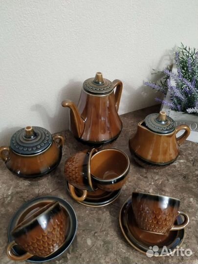 Сервиз кофейный из глазированной керамики