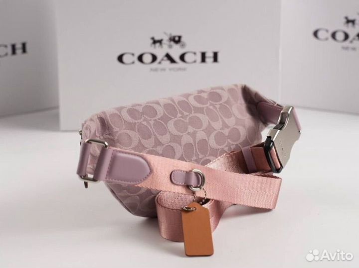 Сумка поясная женская Coach розовая