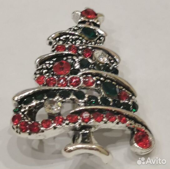 Брошь Новогодняя Елка тип 9 кристаллы