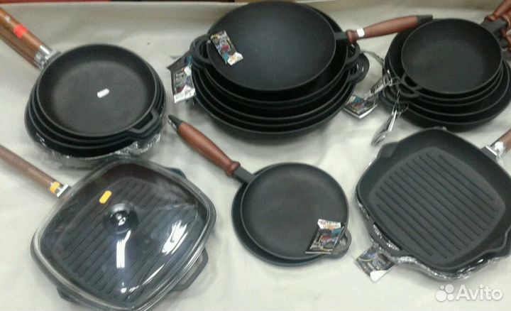 Сковорода (сковородка гриль) чугунная посуда