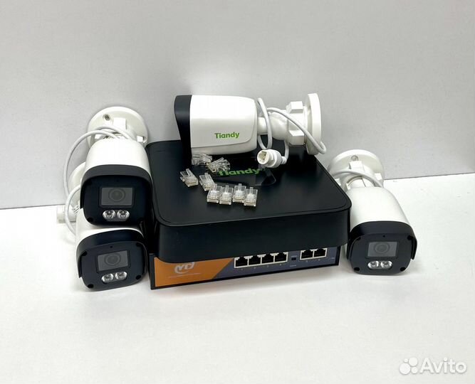 Комплект видеонаблюдения на 4 IP камеры уличных
