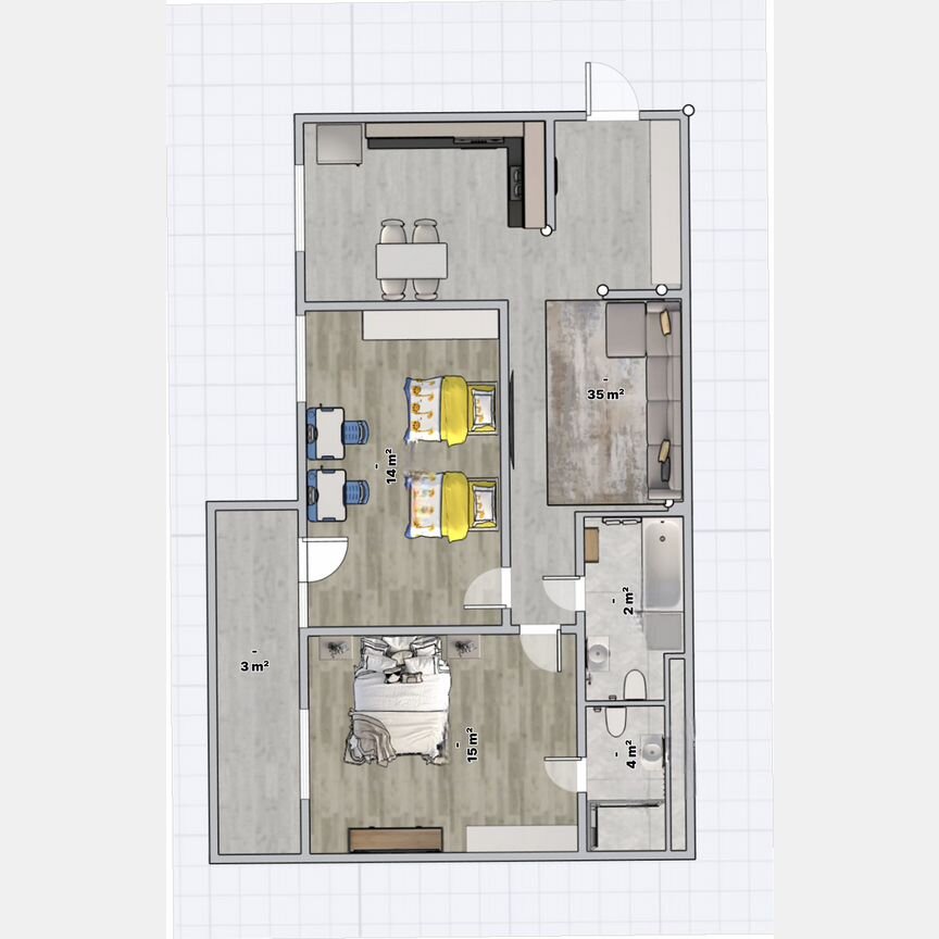 2-к. квартира, 71,1 м², 3/5 эт.