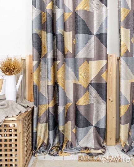 Комплект Пабло Охра готовые и на заказ шторы