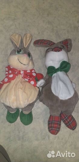 Зайчик и собачка. Мягкие игрушки с замочками