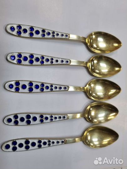 Ложки чайные. Кофейные. Серебро, эмаль