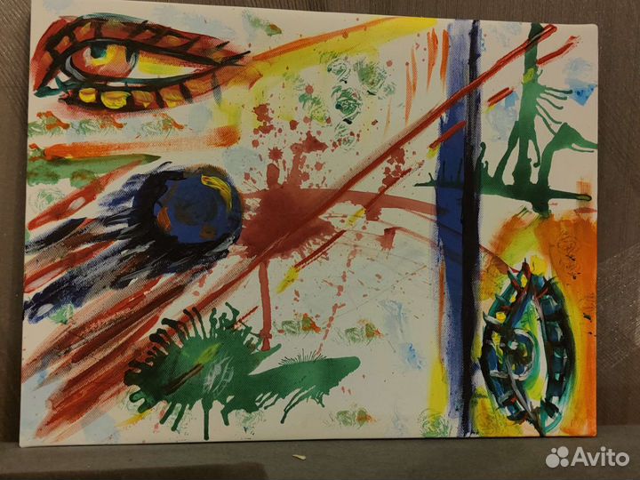 Картина акрилом на холсте абстракция