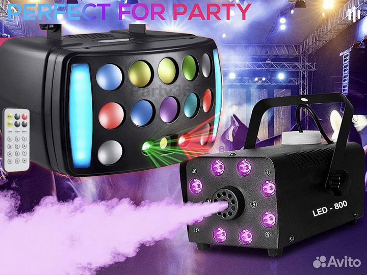 Светомузыка 4в1 и Дым машина 800w + LED