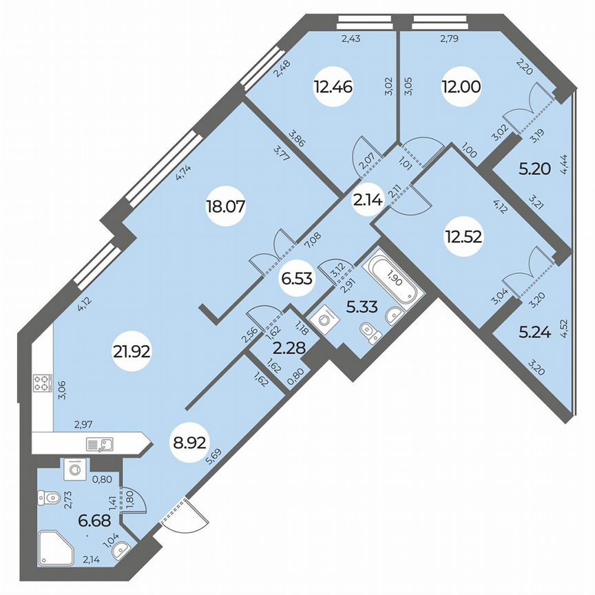 4-к. квартира, 114 м², 4/24 эт.