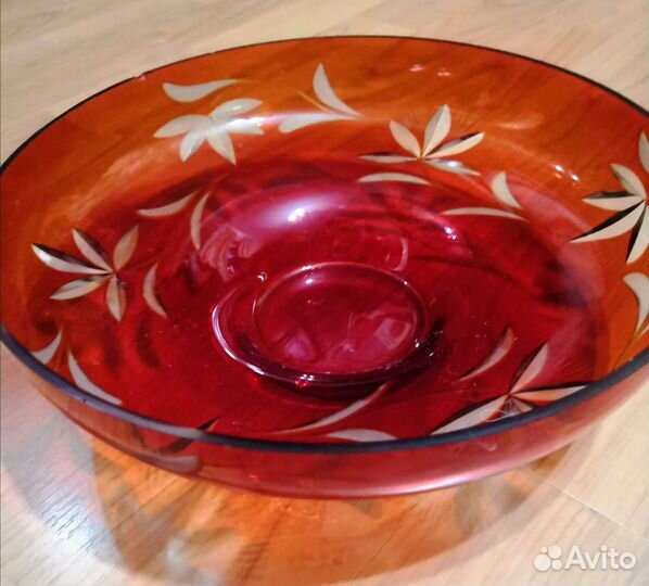 Ваза для фруктов цветное стекло. СССР