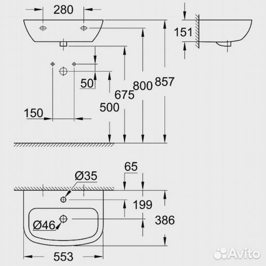 Раковина 55,3x38,6 см Grohe Bau Ceramic 39440000