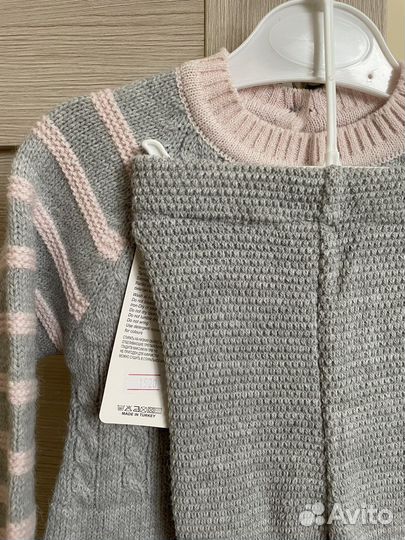 Триконажный вязаный костюм на девочку 68,74