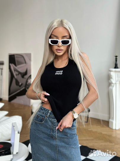 Трикотажный топ Miu Miu