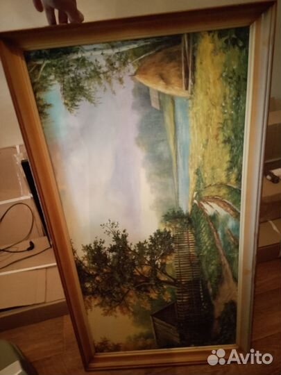 Картина маслом на холсте пейзаж деревня