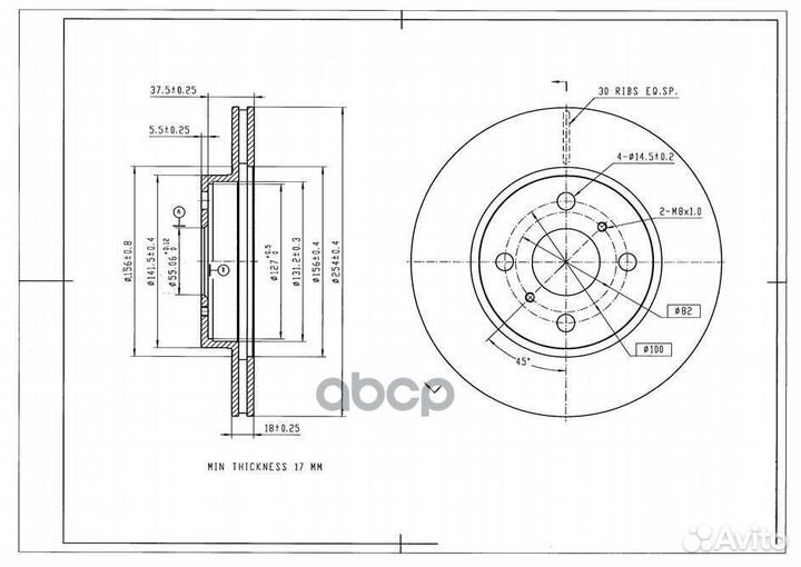 Диск тормозной avantech 43512-10100/ 43512-1017