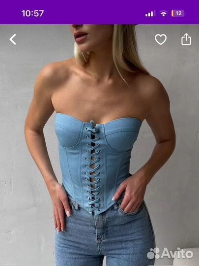 Топ корсет джинсовый