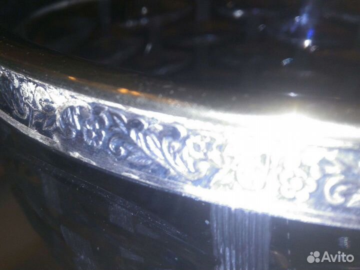 Большая ваза хрусталь с серебром ободком