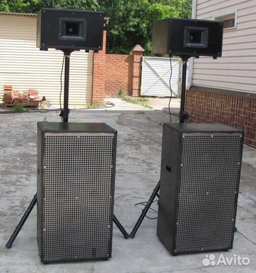 Колонки KF-Sound 2100W 4шт Рупоры SUB-212 Стойки