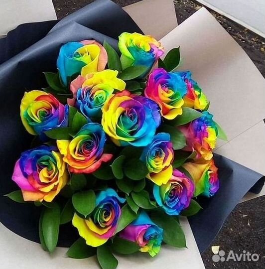 Радужные розы Букеты доставка цветов