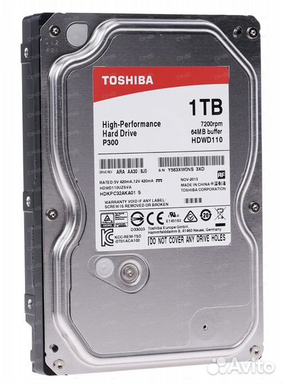 Жеский диск Toshiba PC P300 1Tb новый