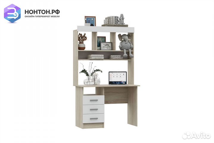 Стол с надстройкой Мартина белый / дуб сонома