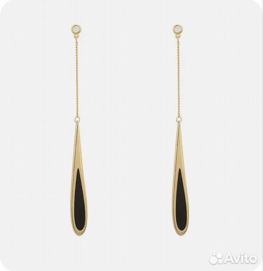 Длинные серьги под золото