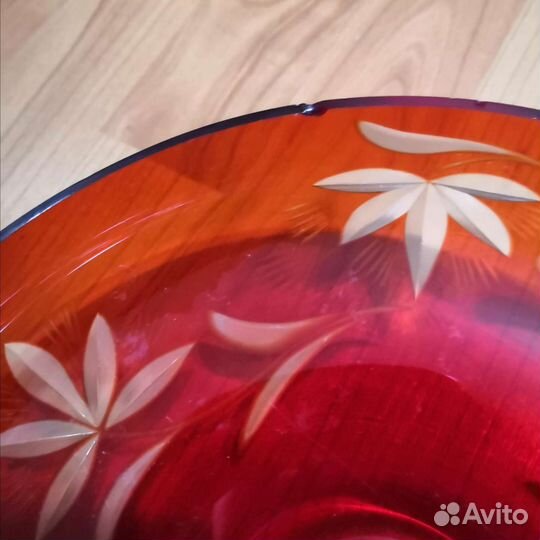 Ваза для фруктов цветное стекло. СССР