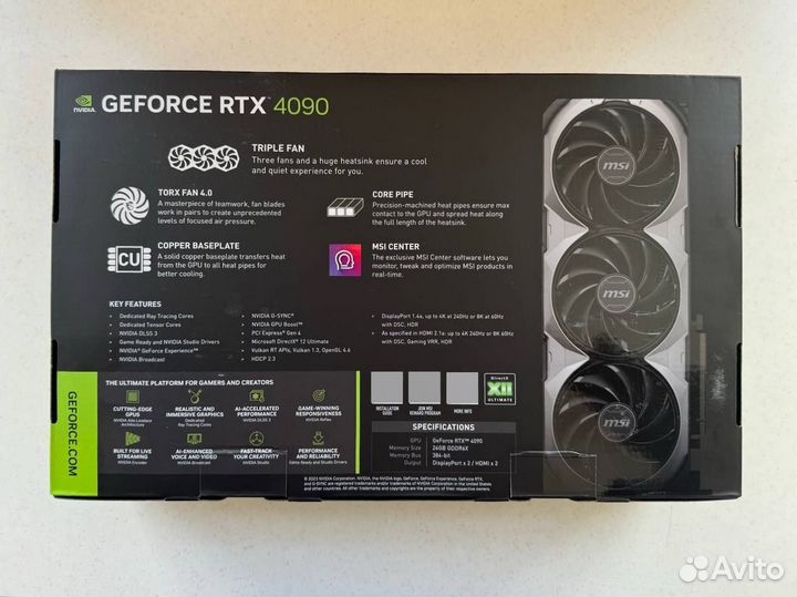 Коробка MSI GeForce RTX 4090 ventus 3X OC