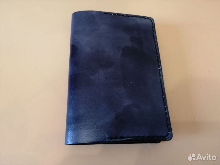 Обложка черная на паспорт из натуральной кожи