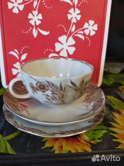 Четыре чайных трио фарфор лфз