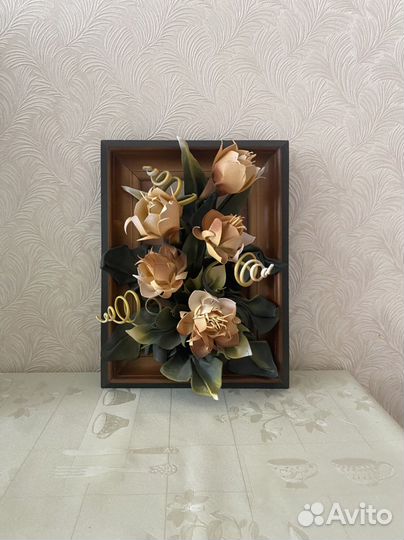 Картина из кожи. Розы. 29*23 см