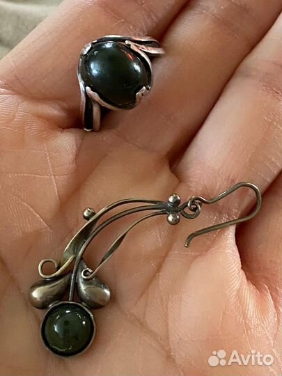 Серебро: кольцо,серьги/винтаж/7,0г
