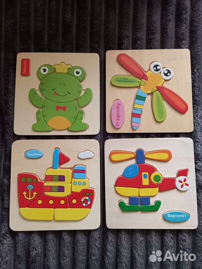 Деревянные пазлы вкладыши