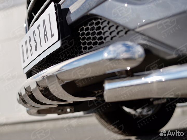 Hyundai Tucson 2015-Защита переднего бампера+клыки