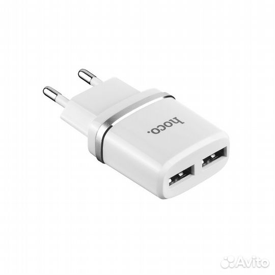 Зарядное устройство hoco C12 SMART 2*USB, 2.4A, бе