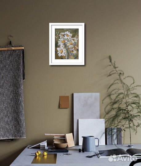Картина маслом ромашки. Миниатюра