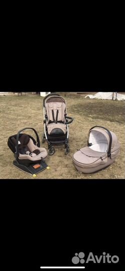 Коляска peg perego 3 в 1+крепление для авто isofix