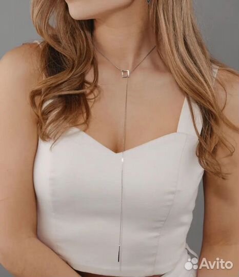 Колье галстук цепочка серебро