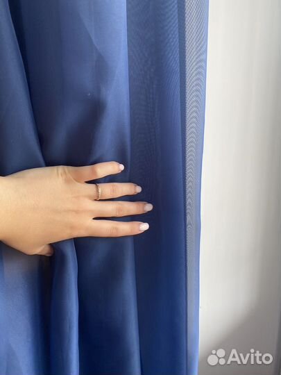 Тюль однотонная синяя на карниз гардину