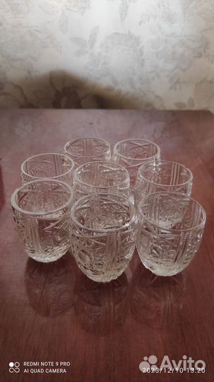 Хрустальные стопки СССР 8 шт в отличном состоянии