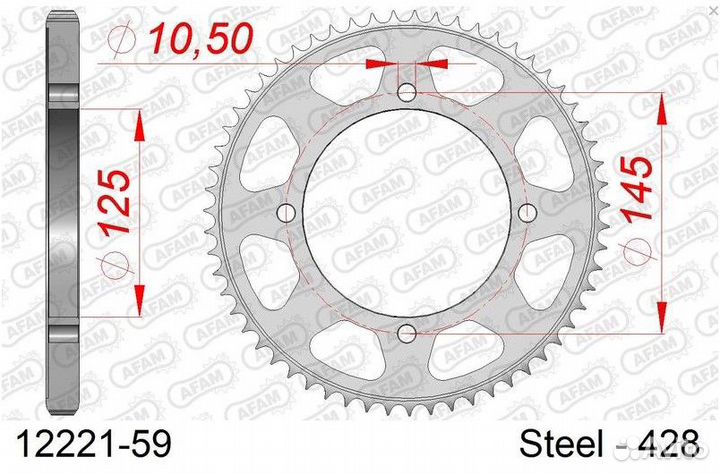 Звезда задняя (ведомая) стальная 12221-59 Afam