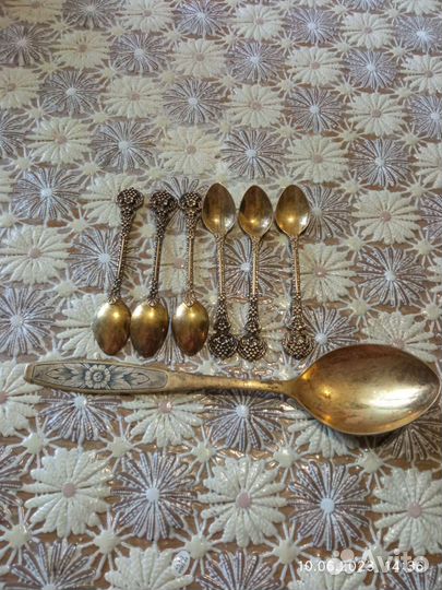 Серебряные чайные ложки позолота СССР